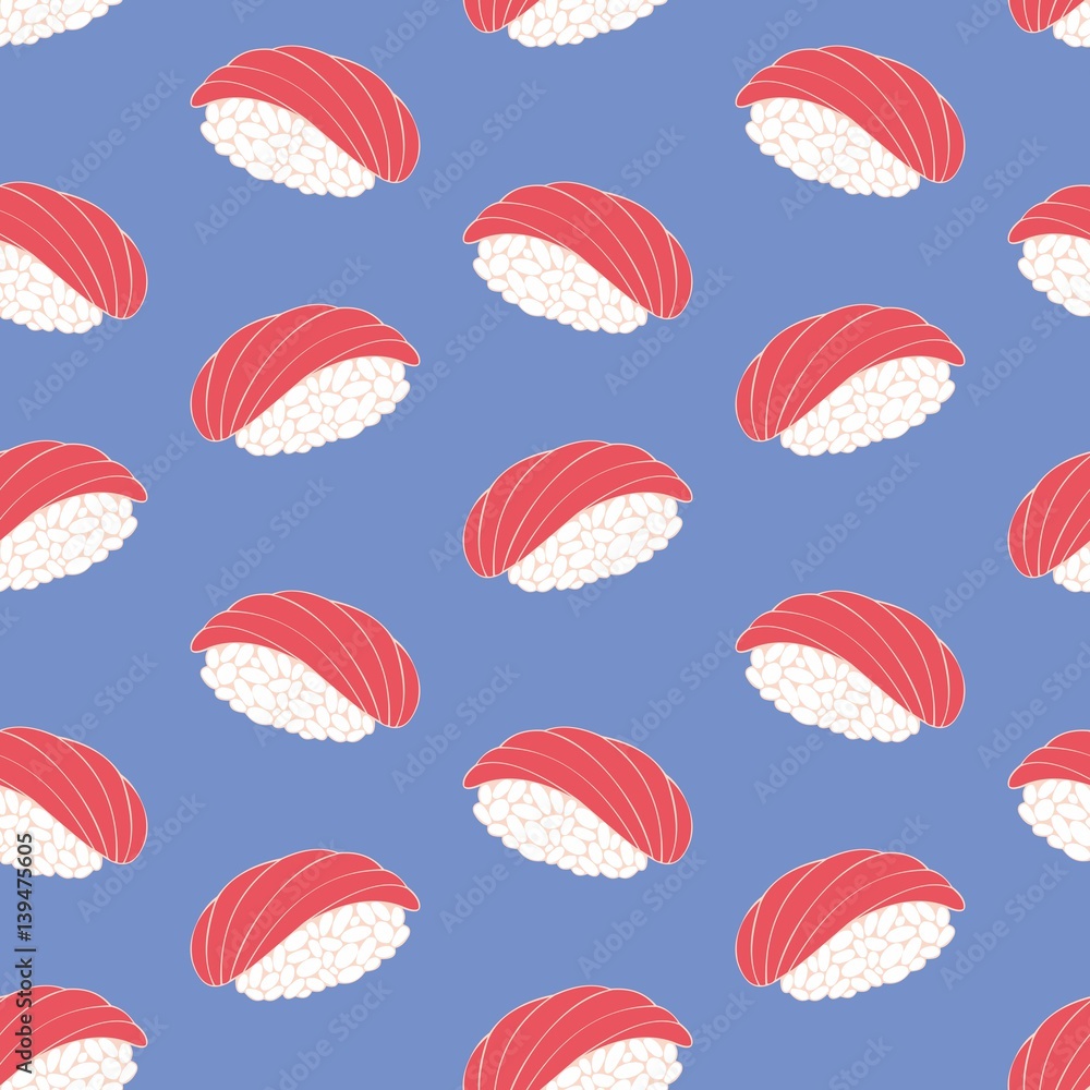 Sushi. Decorative seamless pattern. Vector
