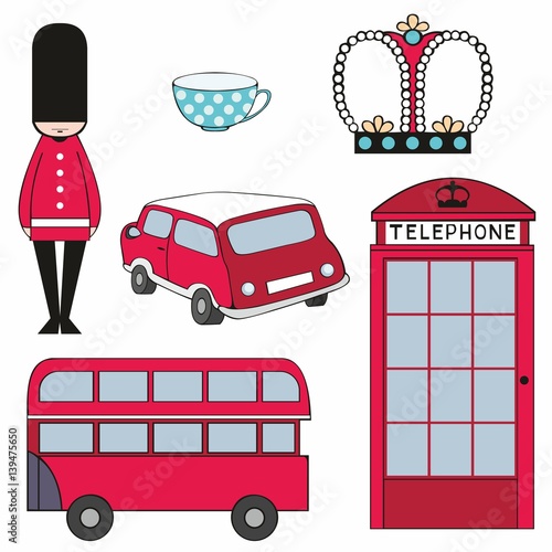 Vector colorful set of London symbols