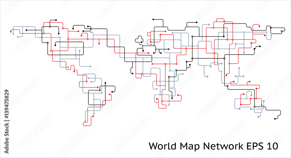 World Earth Map Network scheme Stock Vector | Adobe Stock