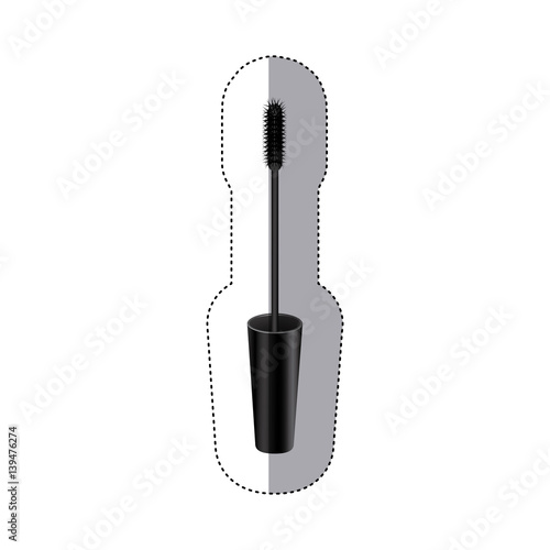 sticker colorful silhouette with eyelash brush vector illustration