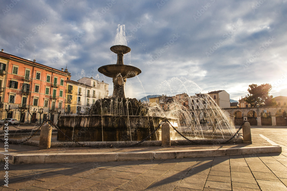 Fototapeta premium Garibaldi square to Sulmona downtown at sunset