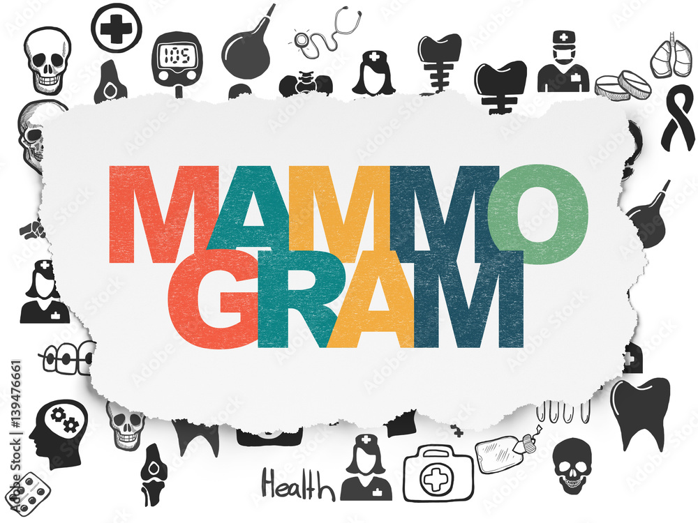 Healthcare concept: Mammogram on Torn Paper background Healthcare concept: Mammogram on Torn Paper background