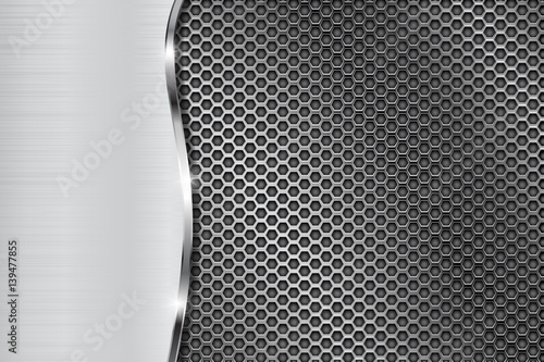 Metal perforated background with wave steel element