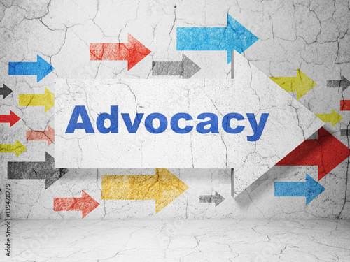 Canvas Print Law concept: arrow with Advocacy on grunge wall background