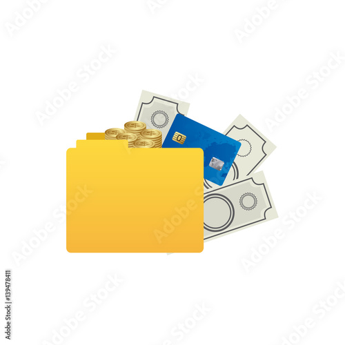 color silhouette of folder with money accounts vector illustration