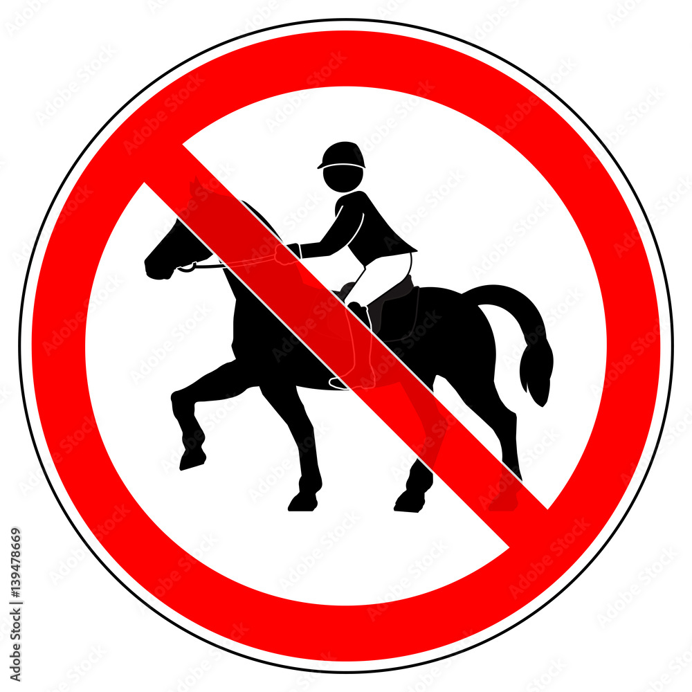 srr195 SignRoundRed - german - Verbotszeichen: Reiten verboten ...