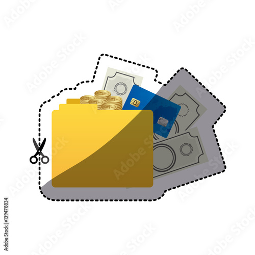 sticker color silhouette of folder with money accounts vector illustration