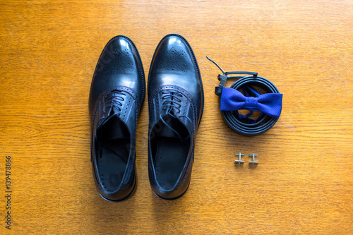 Set groom Butterfly shoes Belts Cufflinks Watches Men's Accessories