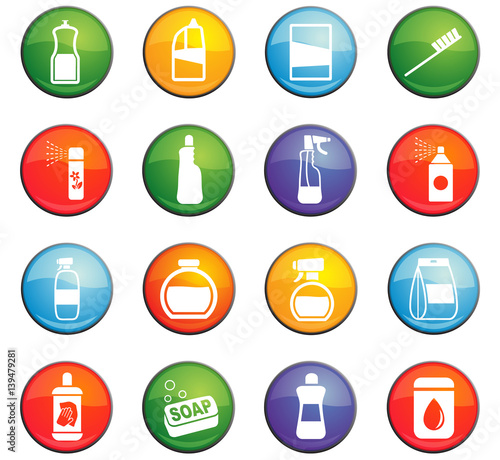 household chemicals icon set