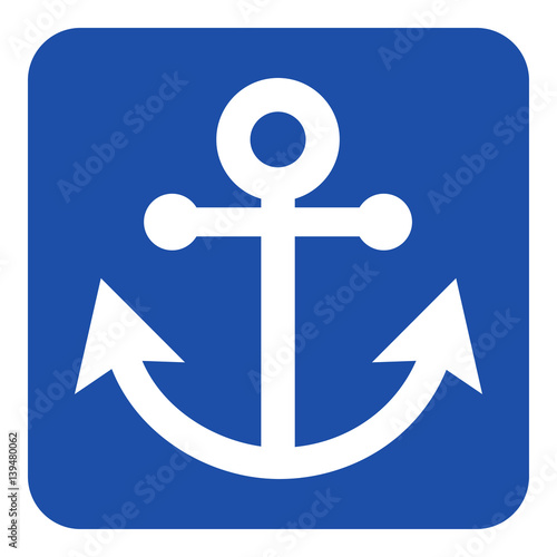 blue, white information sign - anchor icon