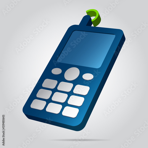 3D image - colored old mobile phone with antenna