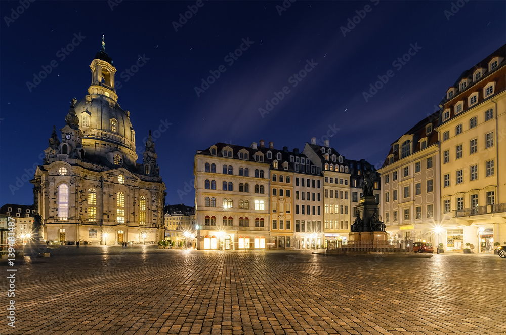 Frauenkirche church in Dresden square in Germany.