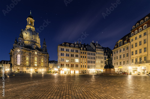 Frauenkirche church in Dresden square in Germany.