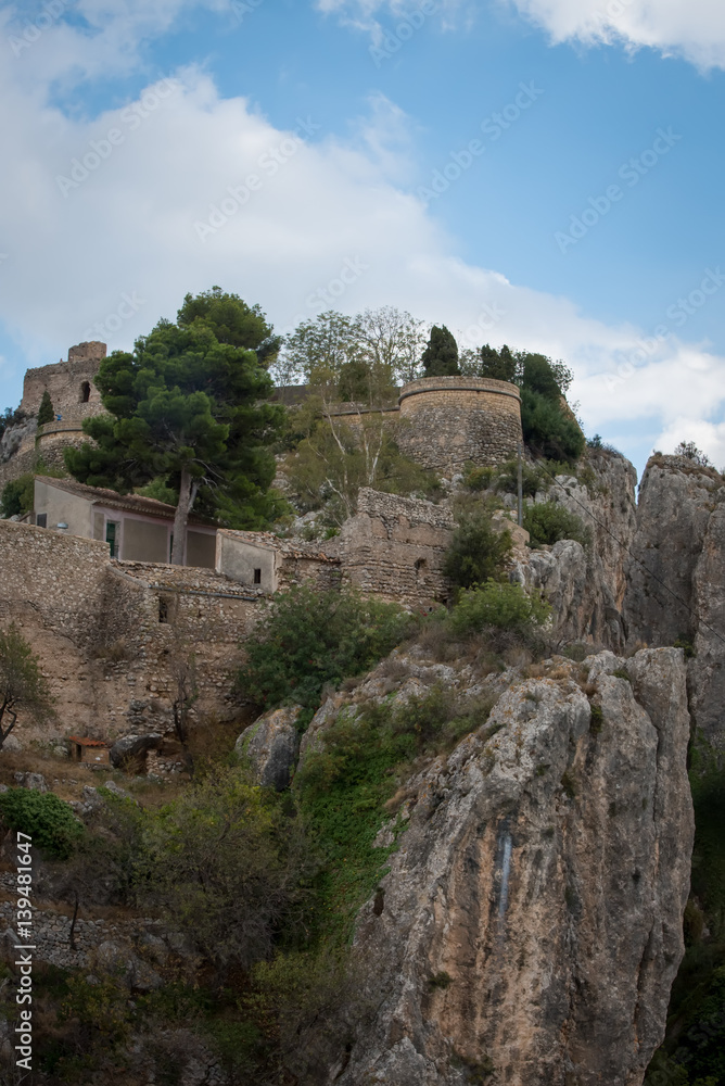 View of the small Village and castle  . Spain .