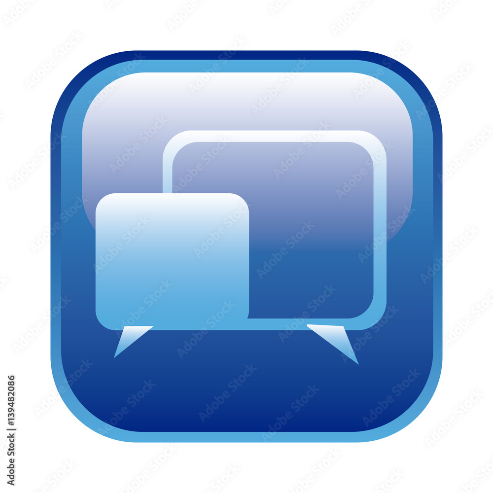 Naklejka premium blue square frame with speech icon vector illustration