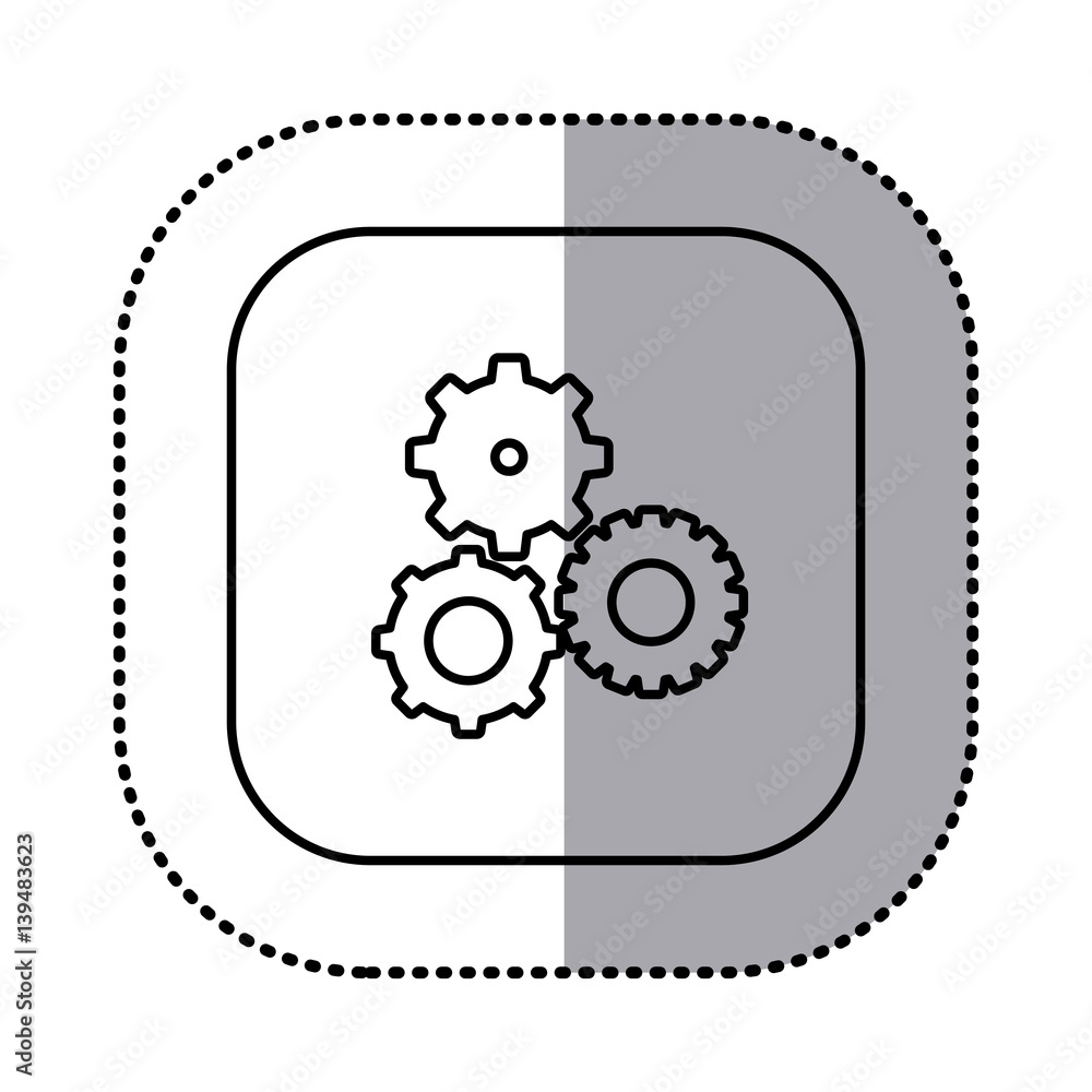 monochrome contour with square sticker with pinions set icon vector illustration monochrome contour with square sticker with pinions set icon vector illustration