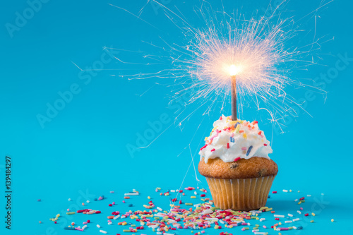 Photography Birthday Cupcake with a sparkler