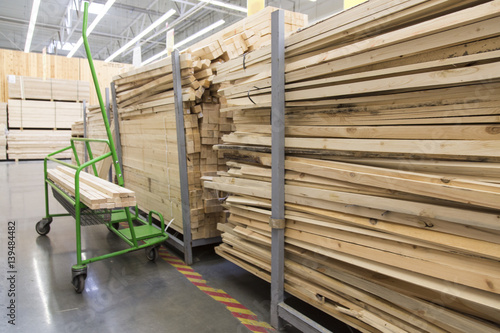 image of stacks of lumber . Horizontal shot.