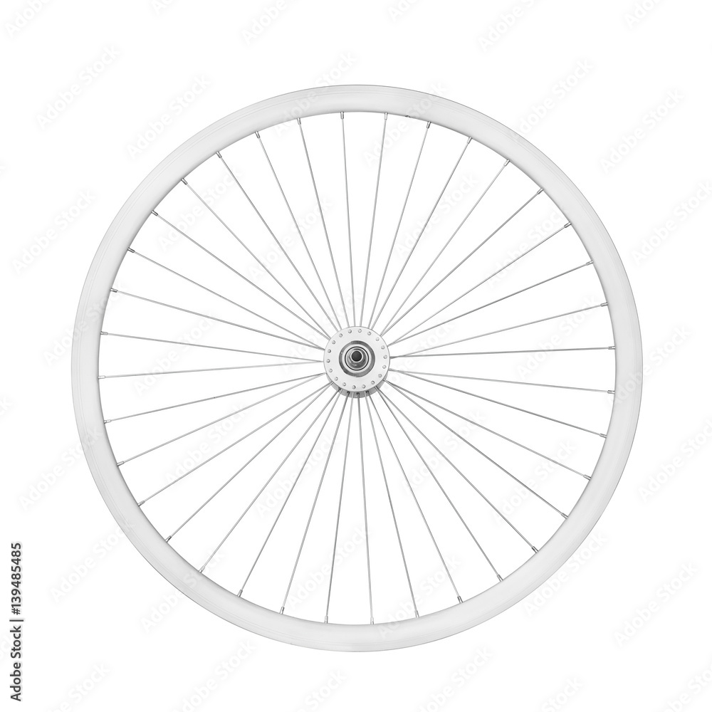 Aluminum bicycle wheel. On white with clipping path