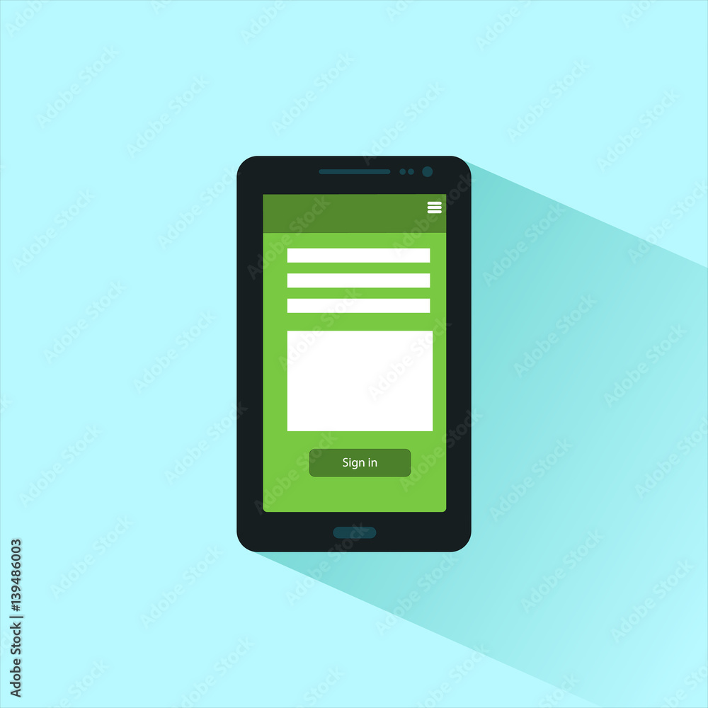 smartphone icon in the style flat design on the blue background. stock vector illustration smartphone icon in the style flat design on the blue background. stock vector illustration