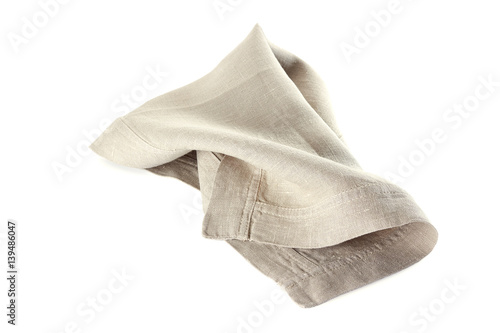Crmpled linen napkin on white
