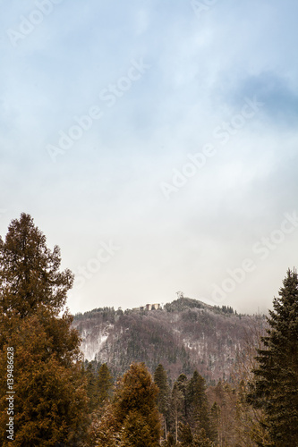 Mountains and clouds in winter