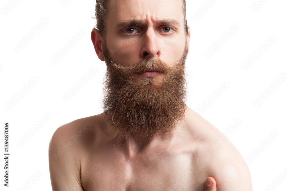 Obraz premium Tattooed hipster on white background