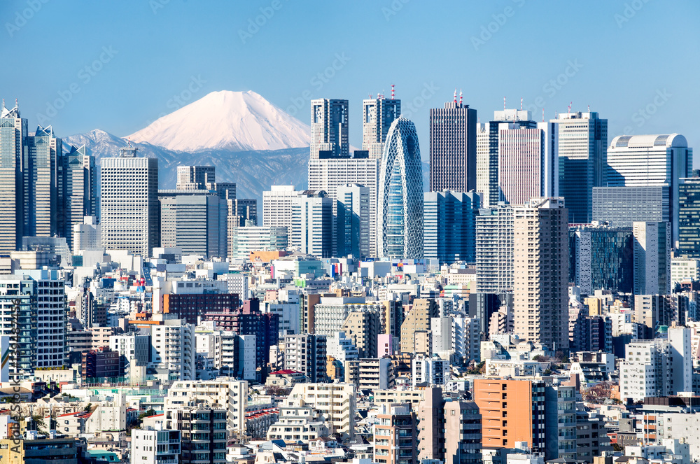 Obraz premium Tokio z Fuji w tle
