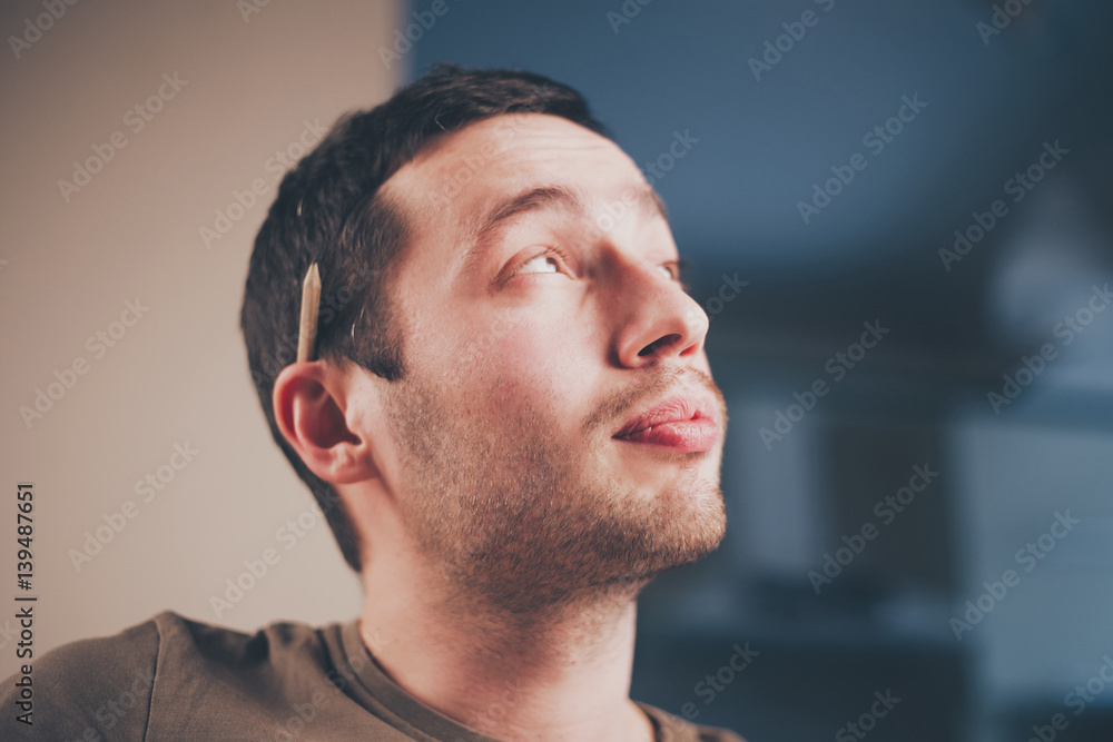 Fototapeta premium Artist is thinking about life