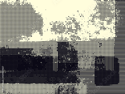 Abstract grunge vector background. Monochrome raster composition of irregular graphic elements.