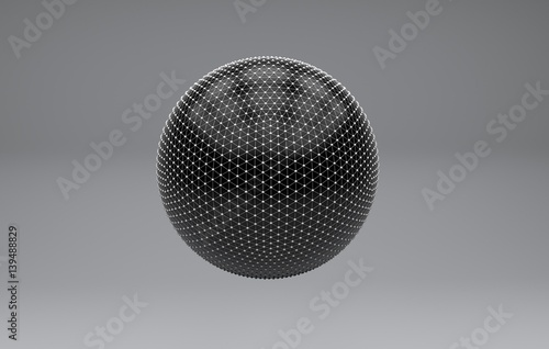 3d render smooth black ball on a gray background