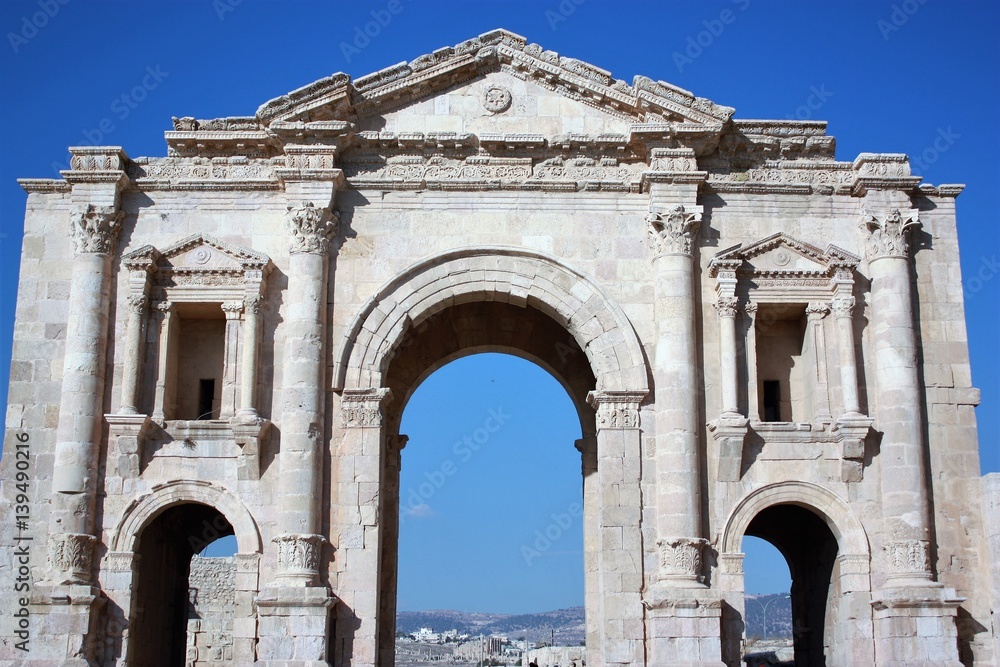 Ancient Jerash, the Triumphal Arch, Jordan Middle East