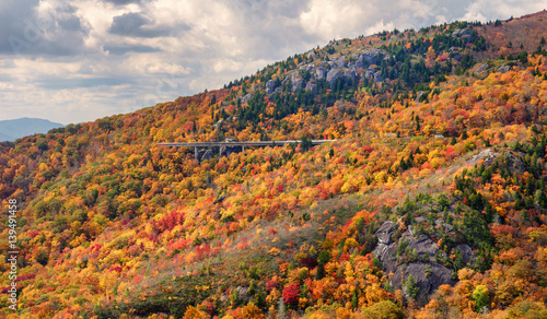 Autumn at Linn Cove Viaduct and Grandfather Mountain on the Blue Ridge Parkway North Carolina