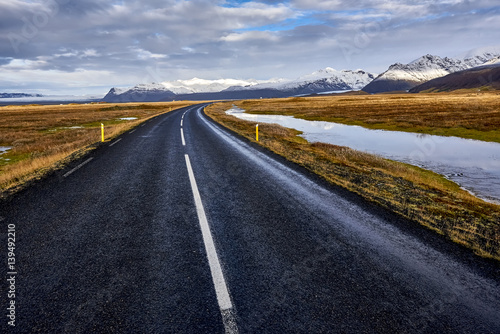 Beautiful ladnscape of highway at Iceland , near village Vik, South Iceland