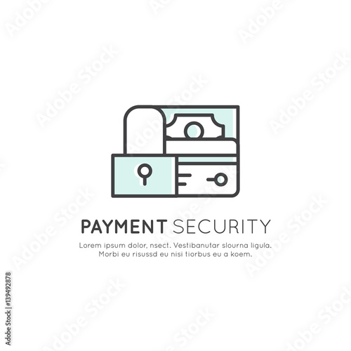 Vector Icon Style Logo of Cuber Security, Secure Access, Payment, Login, Encrypted Communication, Network Protection and Privacy, Isolated Linear Design