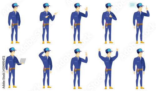 Vector set of mechanic characters.