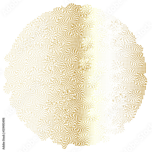 Illustration of gold. Golden background from patterns. Circle abstraction. on a white background