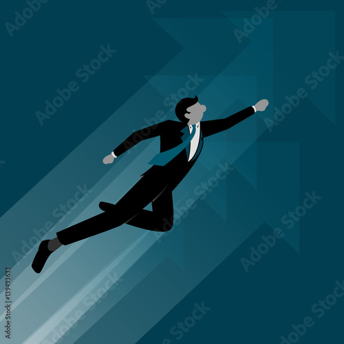 Simple business cartoon iillustration of businessman hero 4