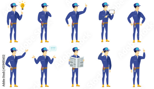 Vector set of mechanic characters.