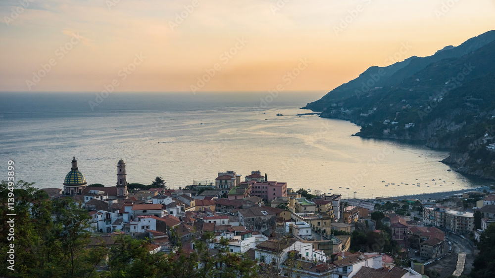 Panoramic view of Vietri sul Mare town in Italy