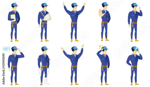 Vector set of mechanic characters.