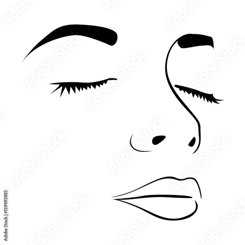 closeup sketch female face silhouette vector illustration