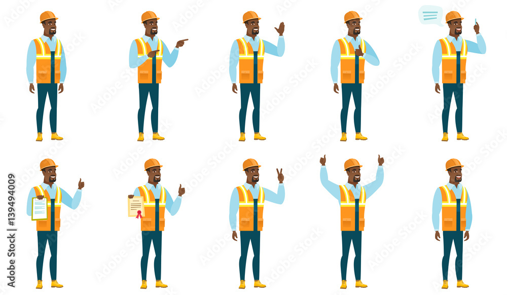 Vector set of builder characters.