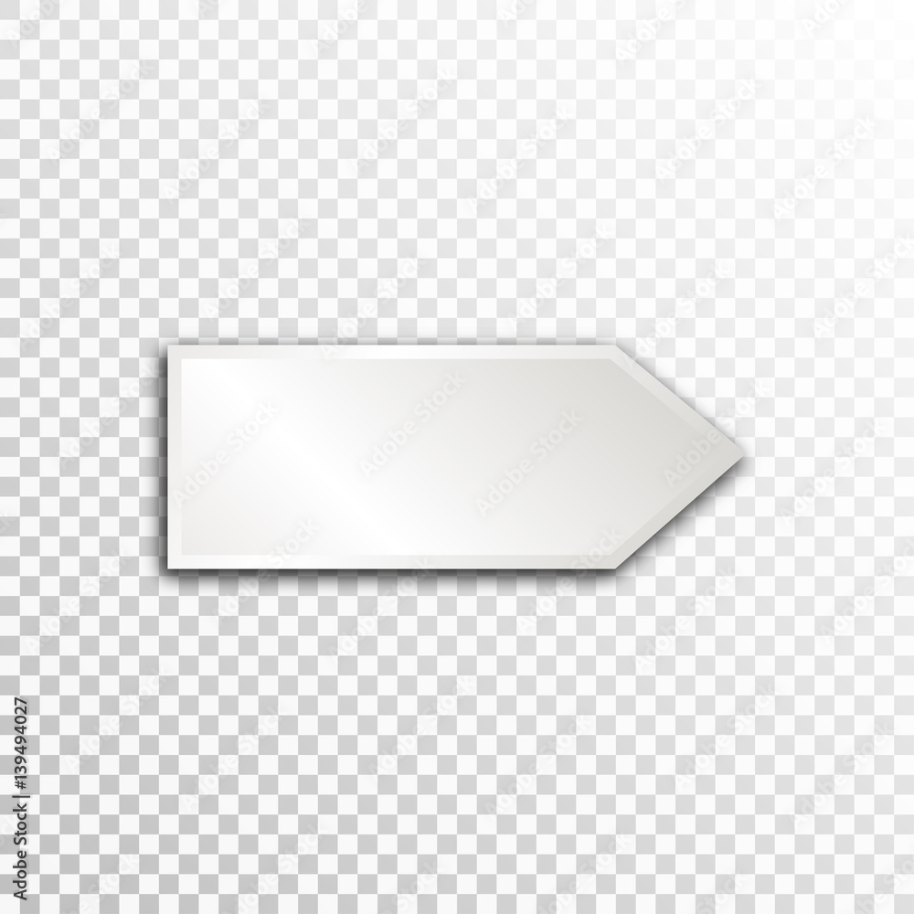 Empty white paper plate base for text. Simple arrow form card on transparent background Empty white paper plate base for text. Simple arrow form card on transparent background