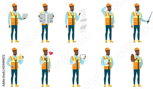 Vector set of builder characters.