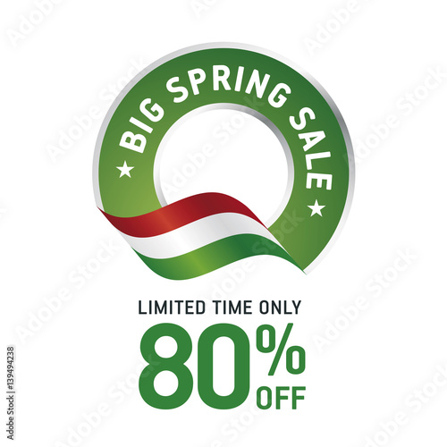 Spring Sale 80 percent off flag green color logo