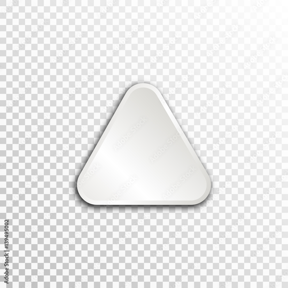 Empty white paper plate base for text. Simple triangle form card on transparent background Empty white paper plate base for text. Simple triangle form card on transparent background