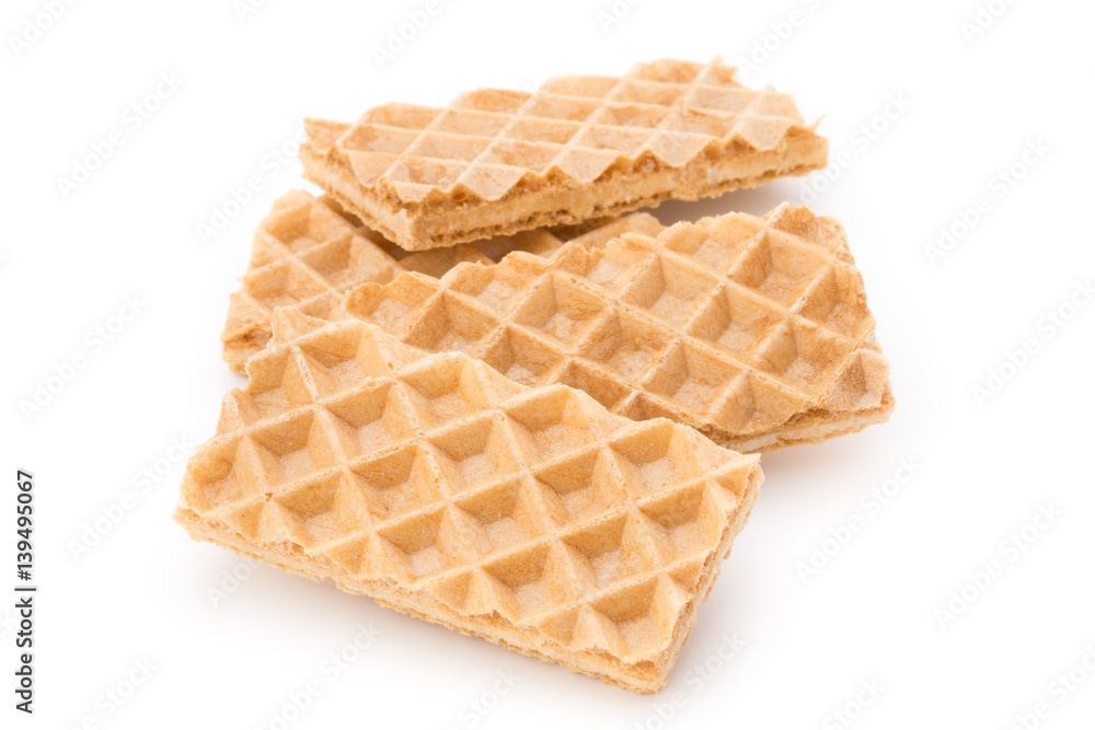 Waffle with crem isolated on white background. Waffle with crem isolated on white background.