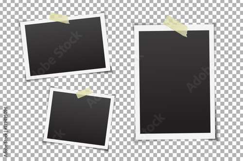 Vector collection of photo frames on the transparent background.