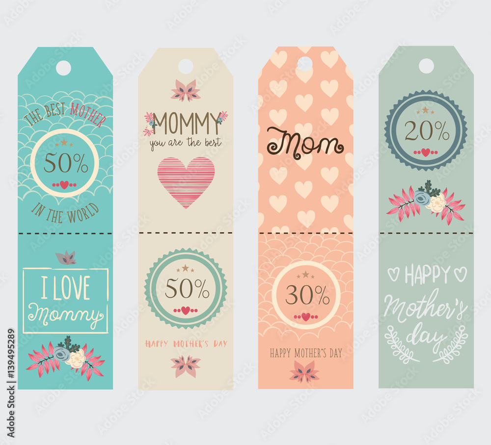 Mother's day coupon vector set